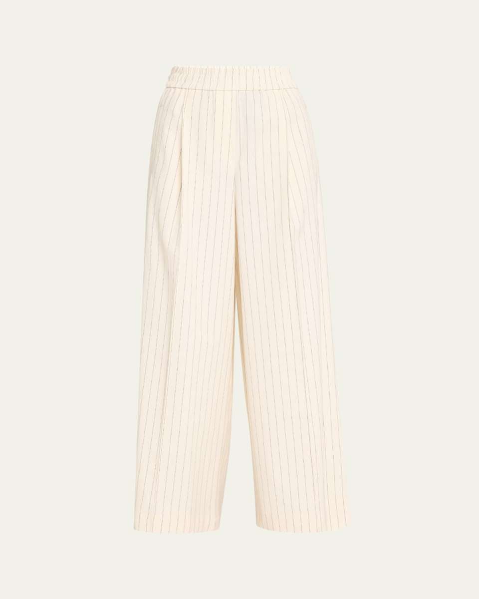 Pinstripe Wide Leg Poplin Pants